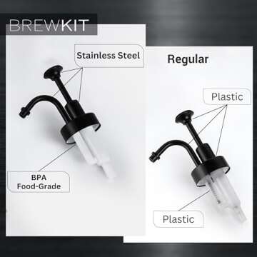 Stainless Steel Coffee Syrup Dispenser for Coffee Bar, Clear Glass Coffee Syrup Bottles - Coffee Syr...