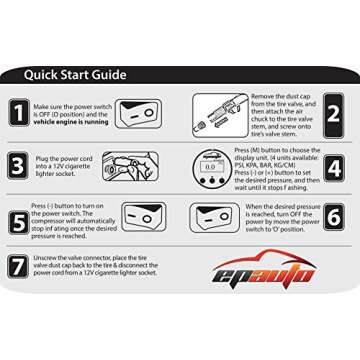 EPAuto 12V DC Portable Air Compressor Pump, Digital Tire Inflator
