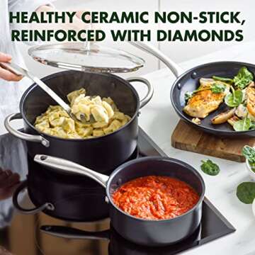 GreenPan Lima Midnight Hard Anodized Healthy Ceramic Nonstick 11 Piece Cookware Pots and Pans Set, P...