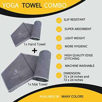 Yoga Mat and Hand Towel Combo Set - Non-slip Microfiber Towel