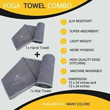 Yoga Mat and Hand Towel Combo Set - Non-slip Microfiber Towel