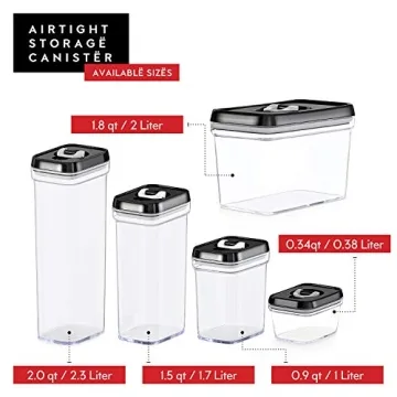 DWËLLZA KITCHEN Airtight Food Storage Containers with Lids - 5 Piece Set - Kitchen Accessories Food Containers - Pantry Organization and Storage - Clear Plastic BPA-Free - Keeps Food Fresh & Dry