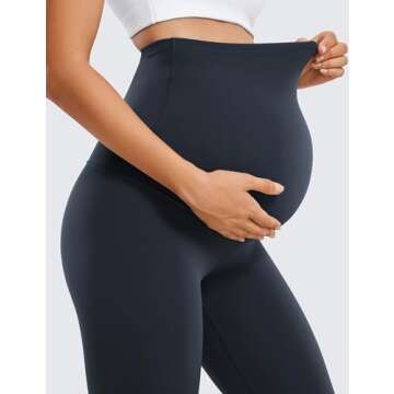 CRZ YOGA Womens Butterluxe Maternity Leggings Over The Belly 28" - Workout Activewear Yoga Pregnancy Pants Buttery Soft True Navy Medium