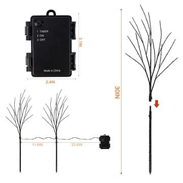 Lighted Halloween Tree Branches, 30IN 100LED Artificial Black Twig Branch with Orange Fairy Lights, ...
