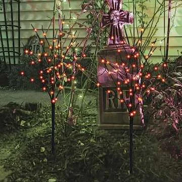 Lighted Halloween Tree Branches, 30IN 100LED Artificial Black Twig Branch with Orange Fairy Lights, Built-in Timer & Battery Operated, Waterproof for Indoor Outdoor Office Bedroom Party Decorations