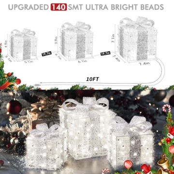 Lighted Gift Boxes with 140 LEDs – Festive Holiday Decor