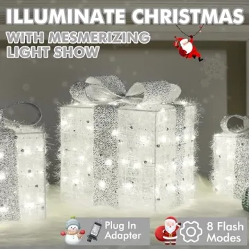 Lighted Gift Boxes with 140 LEDs – Festive Holiday Decor