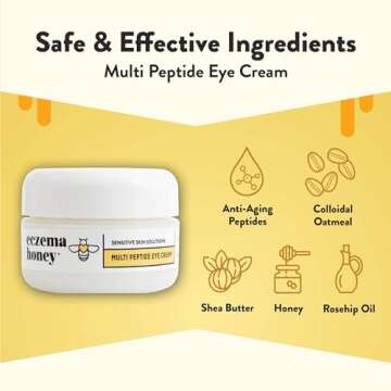 ECZEMA HONEY Multi Peptide Eye Cream - Anti Aging Eye Cream for Dark Circles & Puffiness - Facial Sk...