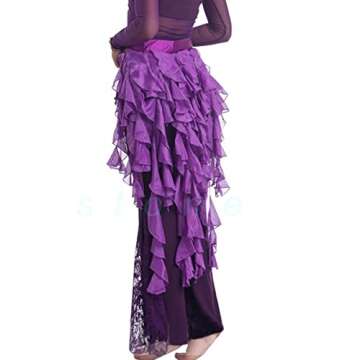 Wuchieal Women's Belly Dance Hip Scarf Belt Skirt Latin Dance Belt Performance Tassel Wave Skirt (Pu...