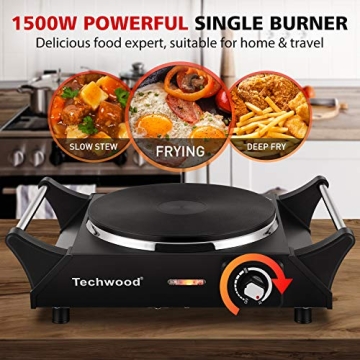 Techwood Hot Plate 1500W Portable Electric Stove for All Cookware