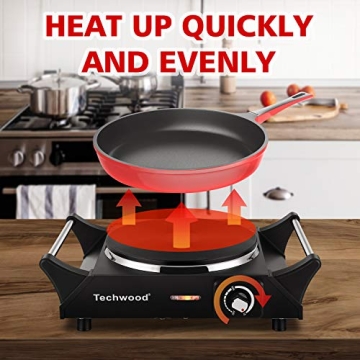 Techwood Hot Plate 1500W Portable Electric Stove for All Cookware