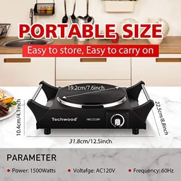 Techwood Hot Plate 1500W Portable Electric Stove for All Cookware