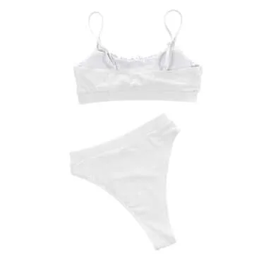 Lilosy High Waisted Tummy Control Bikini | Ribbed Swimsuit