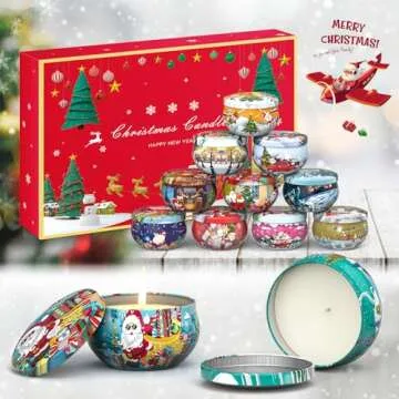 Christmas Candles Gifts for Women, Primevolve Scented Candles Set for 12 Bulk Home Aromatherapy, Str...