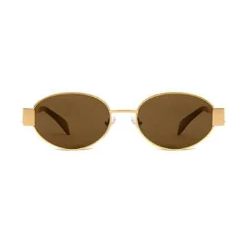 Trendy BUTABY Retro Oval Sunglasses with UV400 Protection