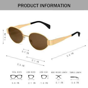 Trendy BUTABY Retro Oval Sunglasses with UV400 Protection