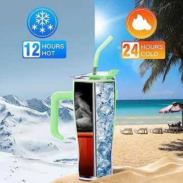 Durable 40 oz Insulated Tumbler with Straw and Handle