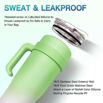 Durable 40 oz Insulated Tumbler with Straw and Handle