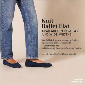 Amazon Essentials Women's Knit Ballet Flat, Brown Leopard Print, 8.5