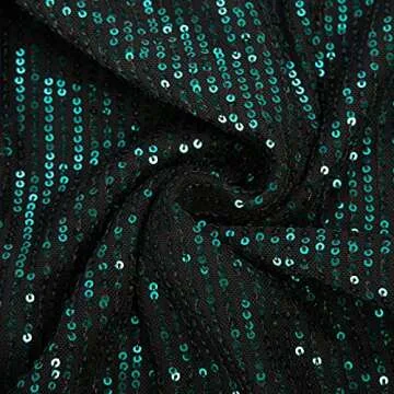 GRACE KARIN Women Deep V Neck Party Mini Dress U Back Sequin Irregular Hem Evening Dress Dark Green