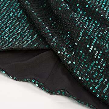 GRACE KARIN Women Deep V Neck Party Mini Dress U Back Sequin Irregular Hem Evening Dress Dark Green
