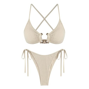 ZAFUL Women's Sparkling O-Ring Bikini for Summer Fun