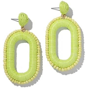 Beaded Raffia Earrings Cute Summer Jewelry for Women