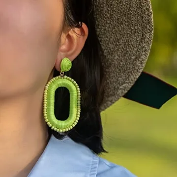 Stylish Lightweight Beaded Raffia Earrings for Summer