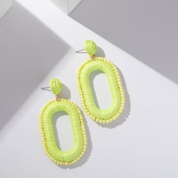 Stylish Lightweight Beaded Raffia Earrings for Summer