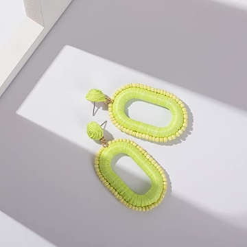 Stylish Lightweight Beaded Raffia Earrings for Summer