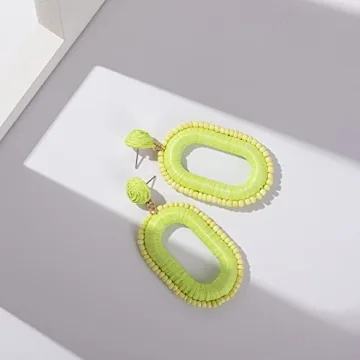 Stylish Lightweight Beaded Raffia Earrings for Summer