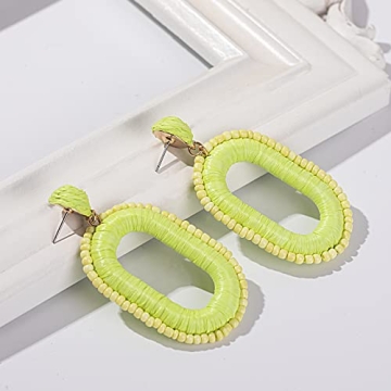 Stylish Lightweight Beaded Raffia Earrings for Summer