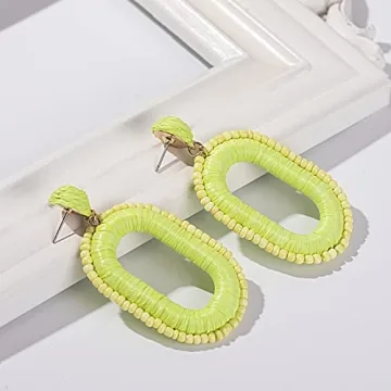Stylish Lightweight Beaded Raffia Earrings for Summer