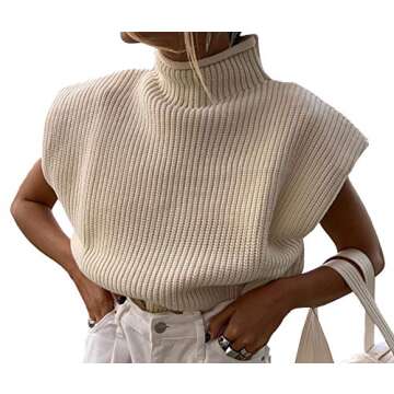 xxxiticat Women's Cap Sleeve Sweater Vest Mock Neck Knit Pullover Tank Shirt 2025 Trendy Spring Summ...