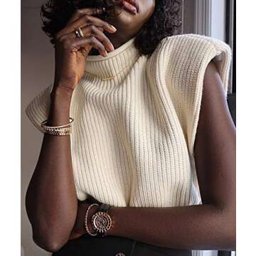 xxxiticat Women's Cap Sleeve Sweater Vest Mock Neck Knit Pullover Tank Shirt 2025 Trendy Spring Summer Sleeveless Cute Top(AP,XL) Apricot