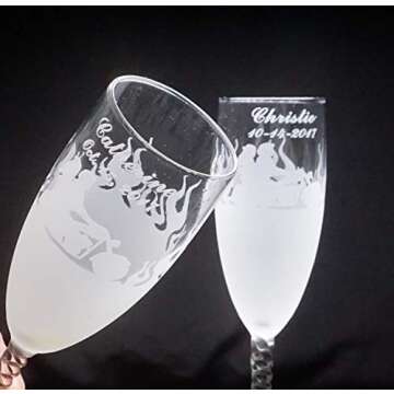 Personalized Wedding Flask & Cake Knife Set for Bikers