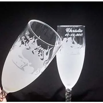 Personalized Wedding Flask & Cake Knife Set for Bikers