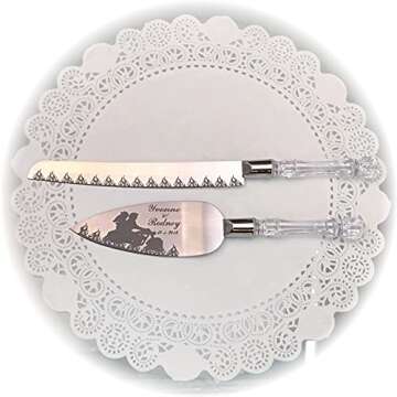 Personalized Wedding Flask & Cake Knife Set for Bikers