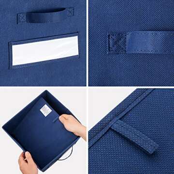 artsdi Set of 10,Foldable Cube Storage Bins with 10 Labels Window Cards & a Pen,Baskets Containers f...