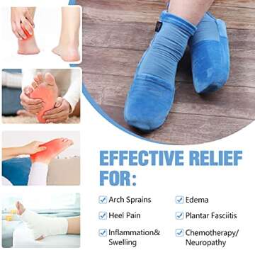Hilph Cold Therapy Socks for Feet Pain Relief, Foot Ice Pack Cooling Socks with Reusable 4 Gel Ice P...