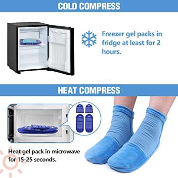 Hilph Cold Therapy Socks for Feet Pain Relief, Foot Ice Pack Cooling Socks with Reusable 4 Gel Ice Packs for Hot Feet, Neuropathy, Chemo, Plantar Fasciitis, Swelling, Post Partum Foot (Large)