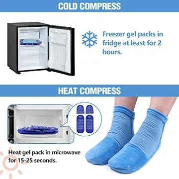 Hilph Cold Therapy Socks for Feet Pain Relief, Foot Ice Pack Cooling Socks with Reusable 4 Gel Ice Packs for Hot Feet, Neuropathy, Chemo, Plantar Fasciitis, Swelling, Post Partum Foot (Large)