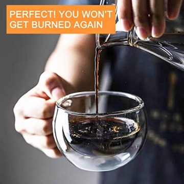 DeeCoo Double Wall Cappuccino Mugs - Set of 4 Insulated Glass Cups