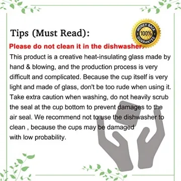 DeeCoo Double Wall Cappuccino Mugs - Set of 4 Insulated Glass Cups