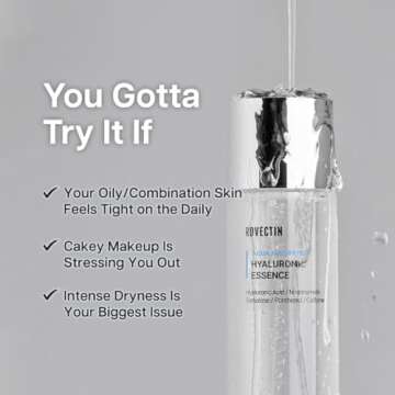 ROVECTIN Aqua Hyaluronic Essence (Activating Treatment Lotion) - 7 Layers Hyaluronic Acid Facial Toner with Niacinamide & Panthenol, Vegan Korean Skin Care (6.08 fl.oz)