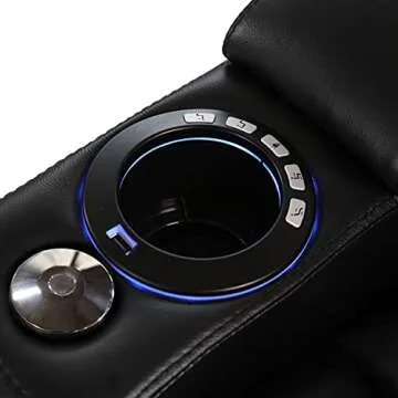 Valencia Venice Home Theater Seating | Premium Top Grain Italian 11000 Leather, Power Recliner, Power Headrest, LED Lighting (Row of 2 Loveseat, Black)