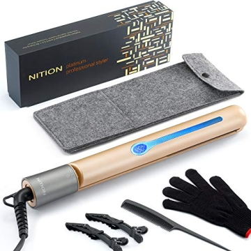 NITION Ceramic Tourmaline Hair Straighteners with Travel Pouch