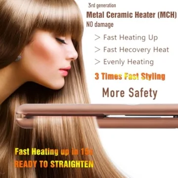 NITION Ceramic Tourmaline Hair Straighteners with Travel Pouch