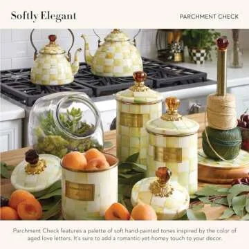 MacKenzie-Childs Large Parchment Check Enamel Canister