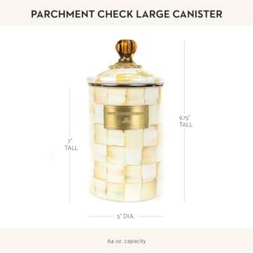MacKenzie-Childs Large Parchment Check Enamel Canister